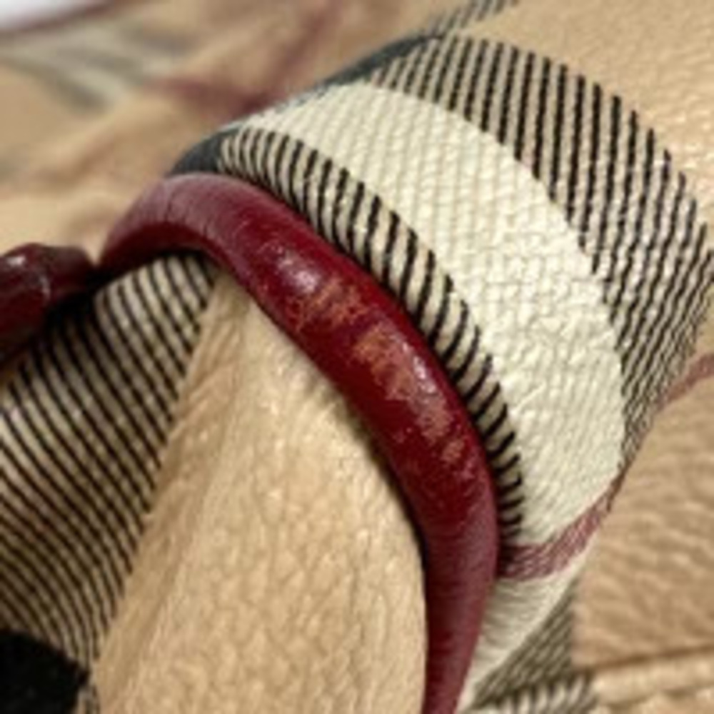 Burberry bag tote shoulder red beige canvas check Red Tan